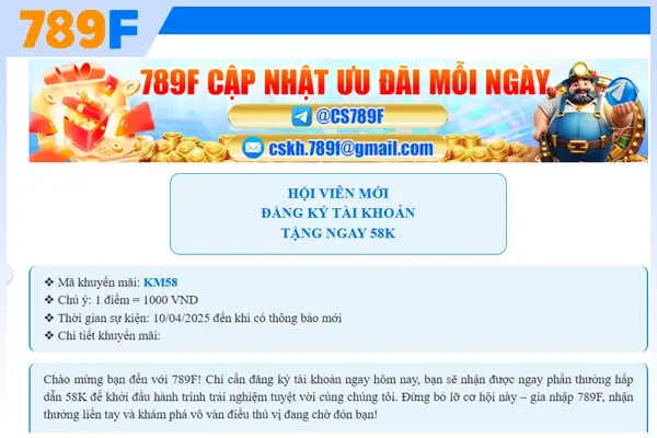 Chi tiết nội dung về ưu đãi 58K