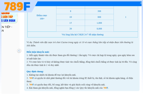 điều kiện nhận Khuyến mãi casino