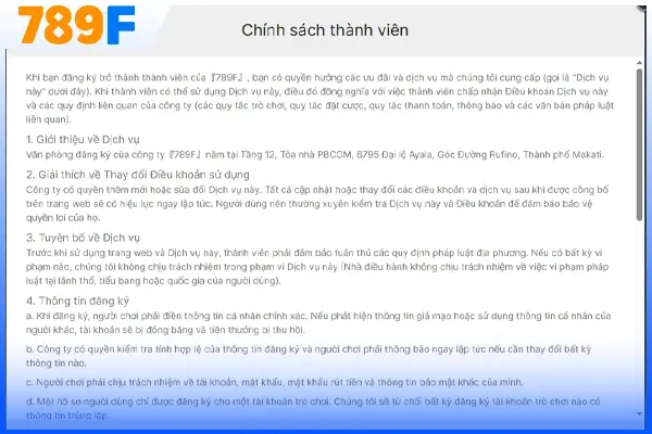 Lưu ý đăng ký 789F