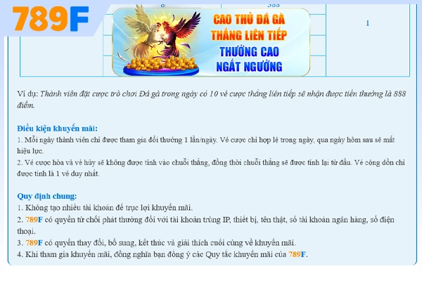 yêu cầu bắt buộc về khuyến mãi đá gà